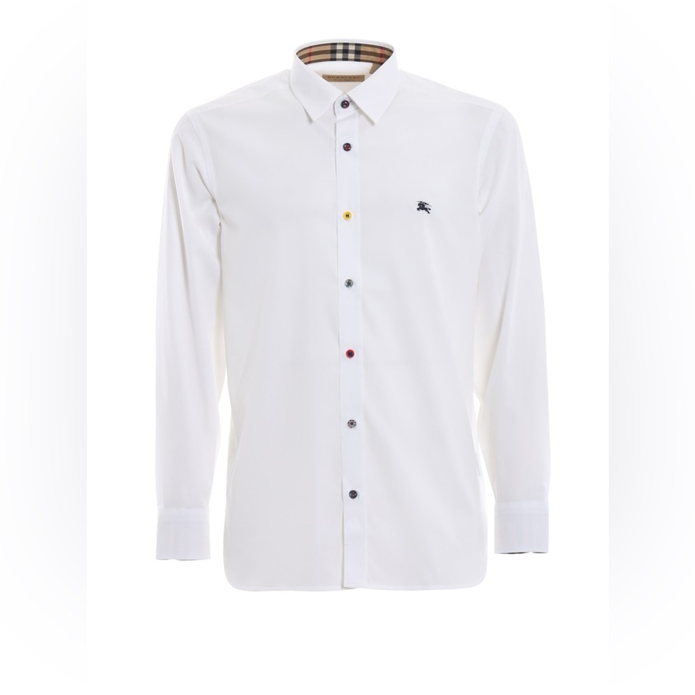 Burberry Classic White Shirt with Colorful Buttons